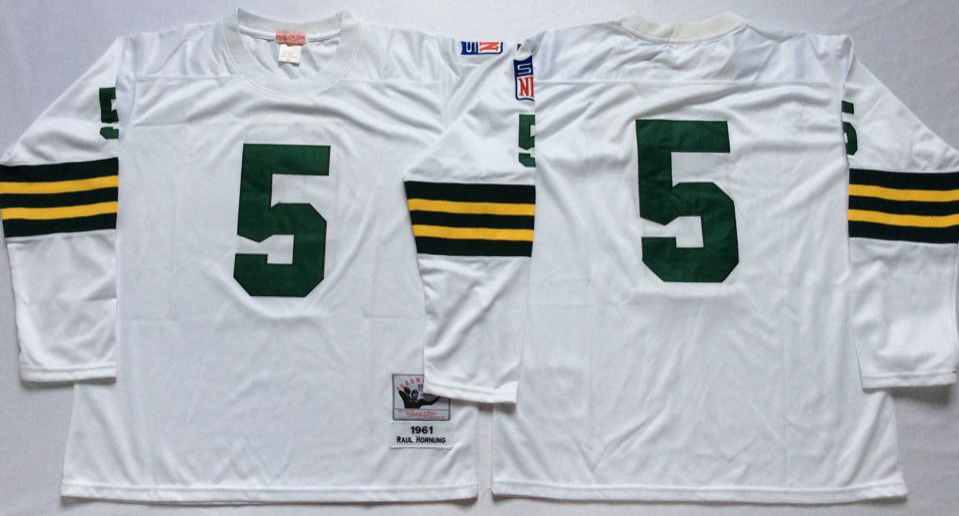 Men NFL Green Bay Packers 5 Hornung white style #2 Mitchell Ness jerseys->green bay packers->NFL Jersey